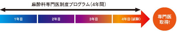 図：麻酔科専門医制度プログラム（4年間）